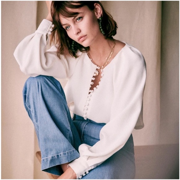 Sezane Tops - SÉZANE Amy Long Sleeves White Blouse